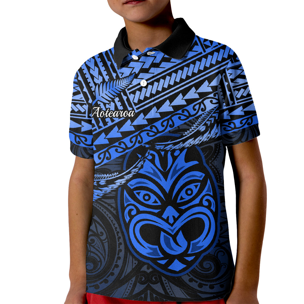 Matariki New Zealand Kid Polo Shirt Maori New Year Tiki Blue Version LT14