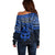 Matariki New Zealand Off Shoulder Sweater Maori New Year Tiki Blue Version LT14