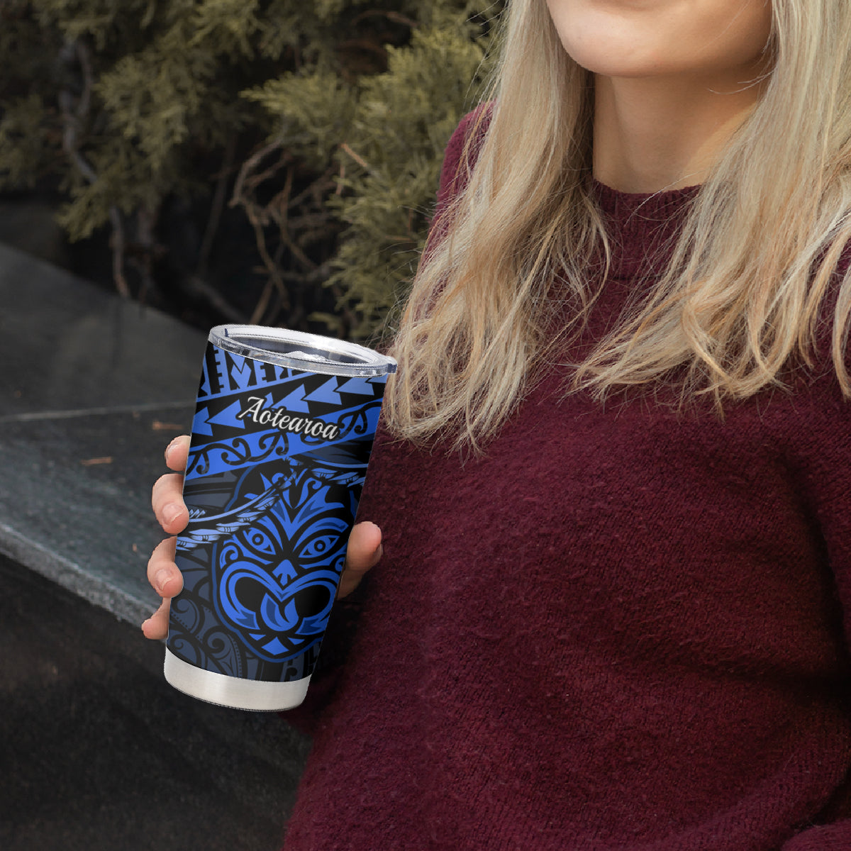 Matariki New Zealand Tumbler Cup Maori New Year Tiki Blue Version LT14 - Polynesian Pride