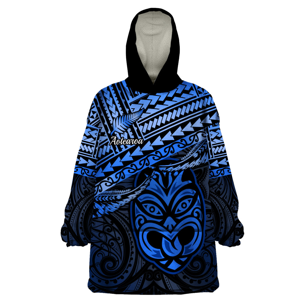 Matariki New Zealand Wearable Blanket Hoodie Maori New Year Tiki Blue Version LT14