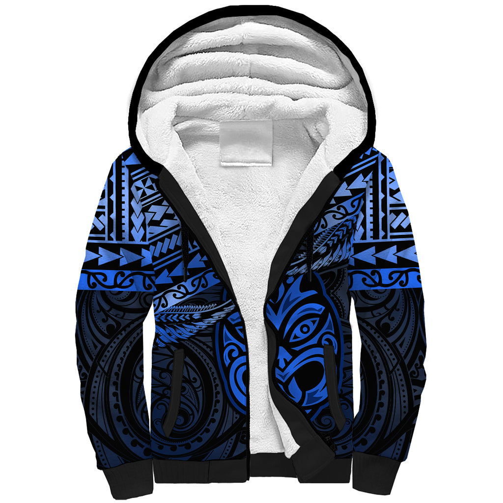 Personalised Matariki New Zealand Sherpa Hoodie Maori New Year Tiki Blue Version LT14