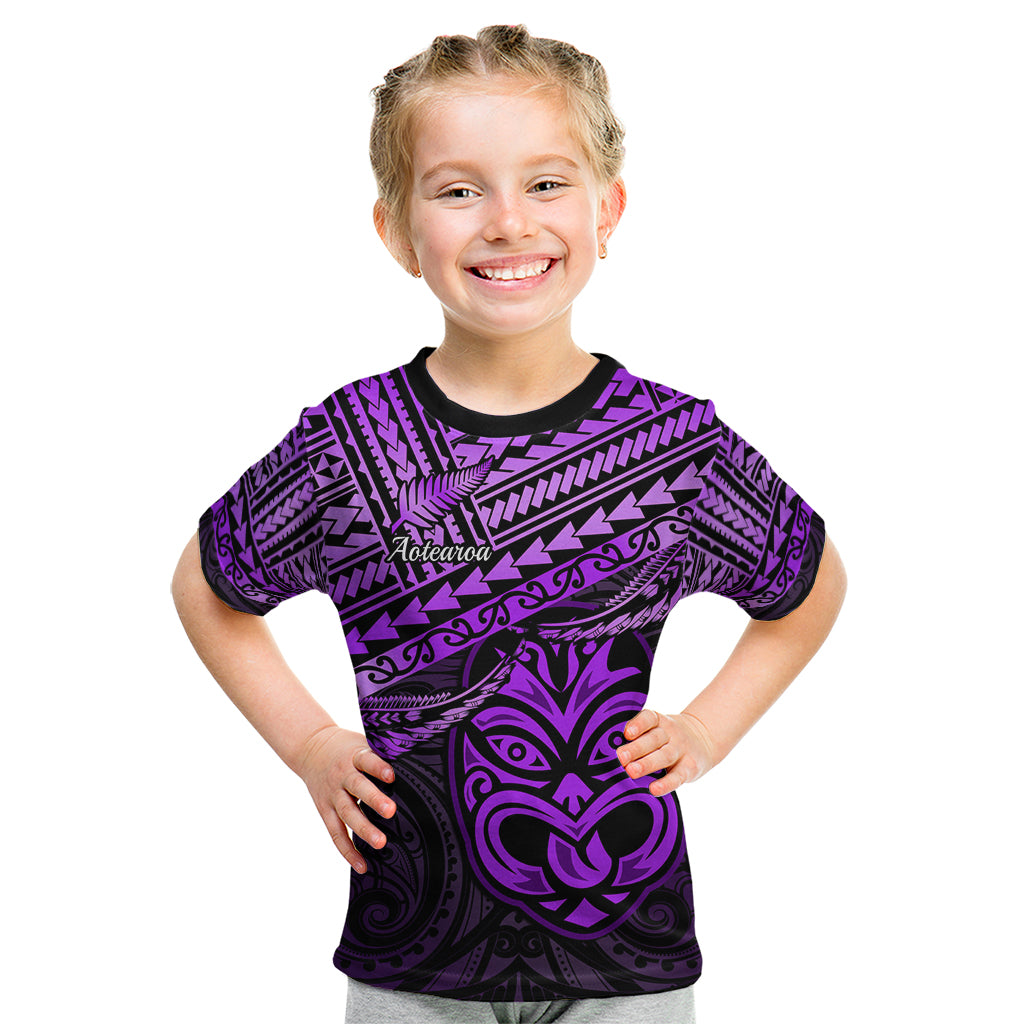 Matariki New Zealand Kid T Shirt Maori New Year Tiki Purple Version LT14