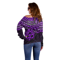 Matariki New Zealand Off Shoulder Sweater Maori New Year Tiki Purple Version LT14 - Polynesian Pride