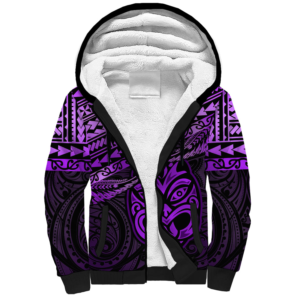 Personalised Matariki New Zealand Sherpa Hoodie Maori New Year Tiki Purple Version LT14