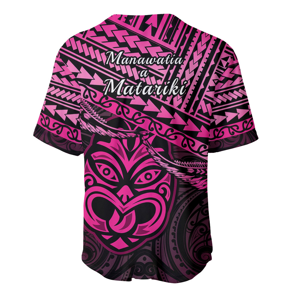 Matariki New Zealand Baseball Jersey Maori New Year Tiki Pink Version LT14 - Polynesian Pride