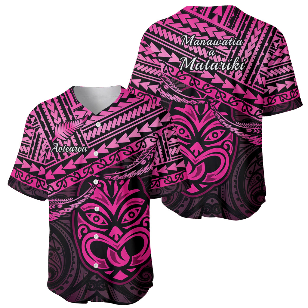 Matariki New Zealand Baseball Jersey Maori New Year Tiki Pink Version LT14 - Polynesian Pride