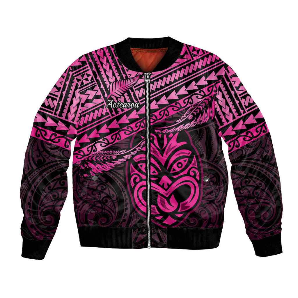 Matariki New Zealand Bomber Jacket Maori New Year Tiki Pink Version LT14 Unisex Pink - Polynesian Pride