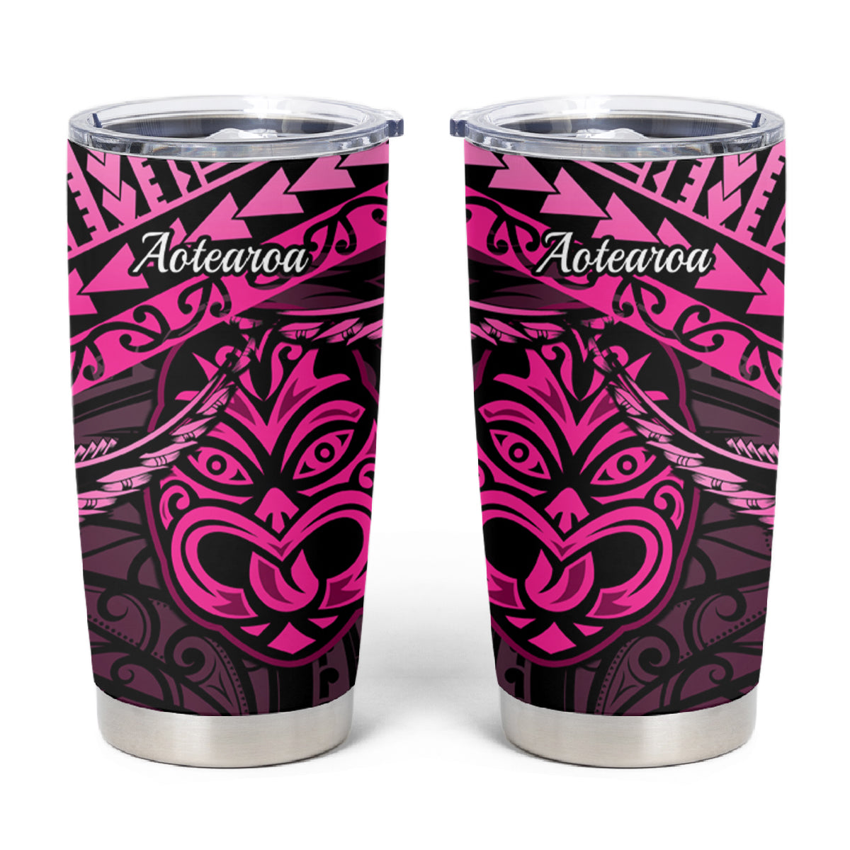 Matariki New Zealand Tumbler Cup Maori New Year Tiki Pink Version LT14 Pink - Polynesian Pride