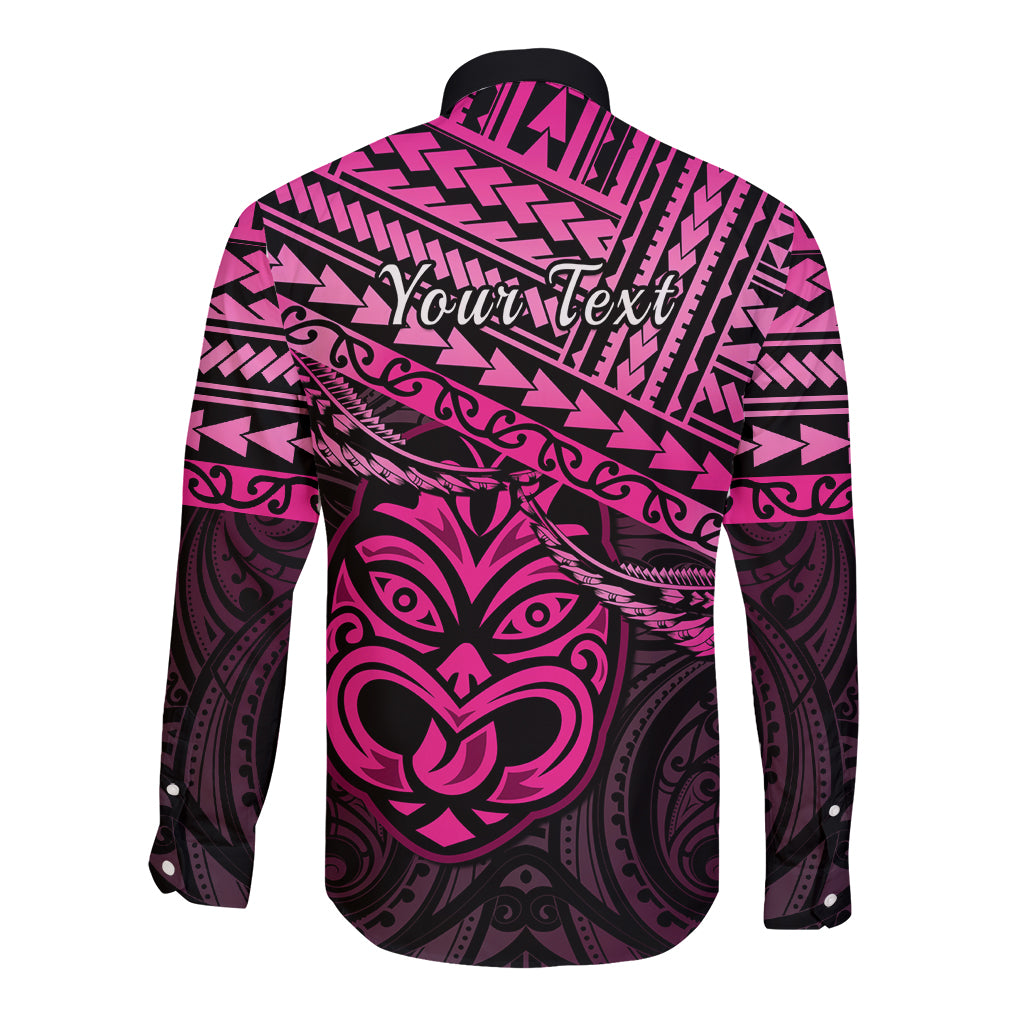 Personalised Matariki New Zealand Long Sleeve Button Shirt Maori New Year Tiki Pink Version LT14 - Polynesian Pride
