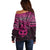 Personalised Matariki New Zealand Off Shoulder Sweater Maori New Year Tiki Pink Version LT14