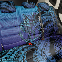 Personalised Polynesia Blue Marlin Fishing Back Car Seat Cover Marlin Anchor Tattoo Polynesian Pattern LT14 - Polynesian Pride
