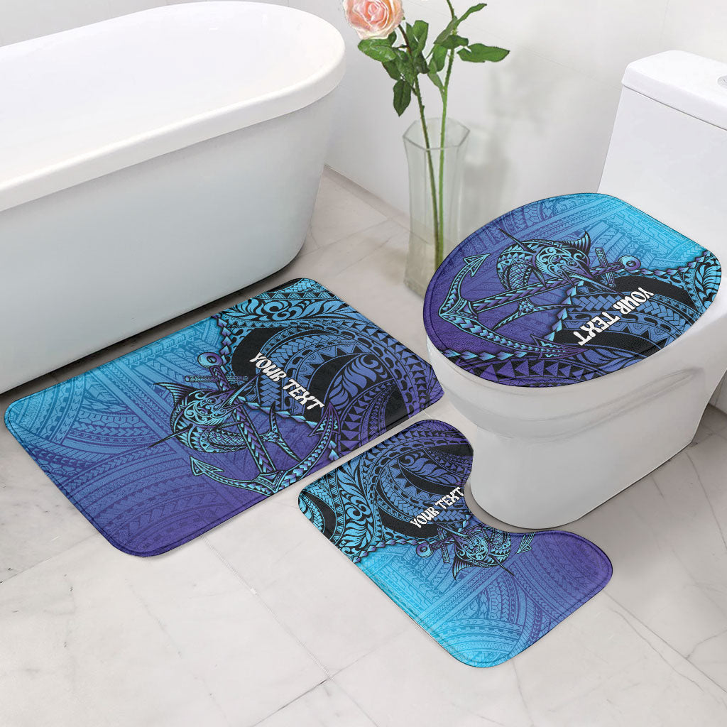 Personalised Polynesia Blue Marlin Fishing Bathroom Set Marlin Anchor Tattoo Polynesian Pattern LT14 - Polynesian Pride