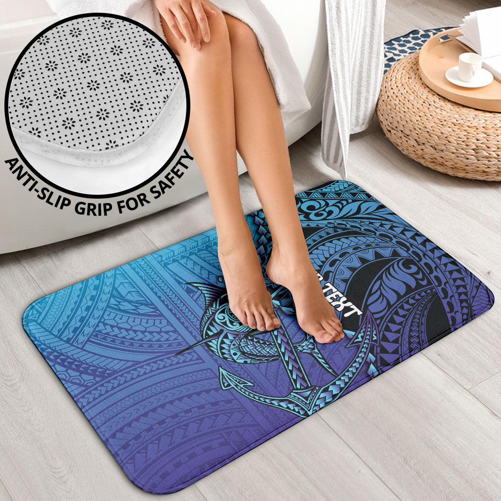 Personalised Polynesia Blue Marlin Fishing Bathroom Set Marlin Anchor Tattoo Polynesian Pattern LT14 - Polynesian Pride
