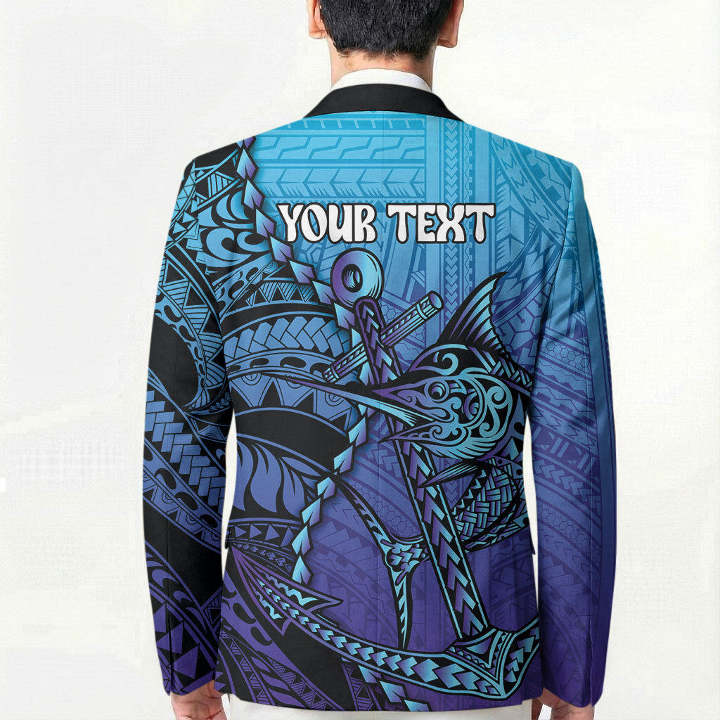 Personalised Polynesia Blue Marlin Fishing Blazer Marlin Anchor Tattoo Polynesian Pattern LT14 - Polynesian Pride
