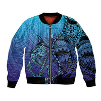 Personalised Polynesia Blue Marlin Fishing Bomber Jacket Marlin Anchor Tattoo Polynesian Pattern LT14 Unisex Purple - Polynesian Pride