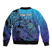 Personalised Polynesia Blue Marlin Fishing Bomber Jacket Marlin Anchor Tattoo Polynesian Pattern LT14 - Polynesian Pride