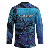 Personalised Polynesia Blue Marlin Fishing Hockey Jersey Marlin Anchor Tattoo Polynesian Pattern LT14 - Polynesian Pride