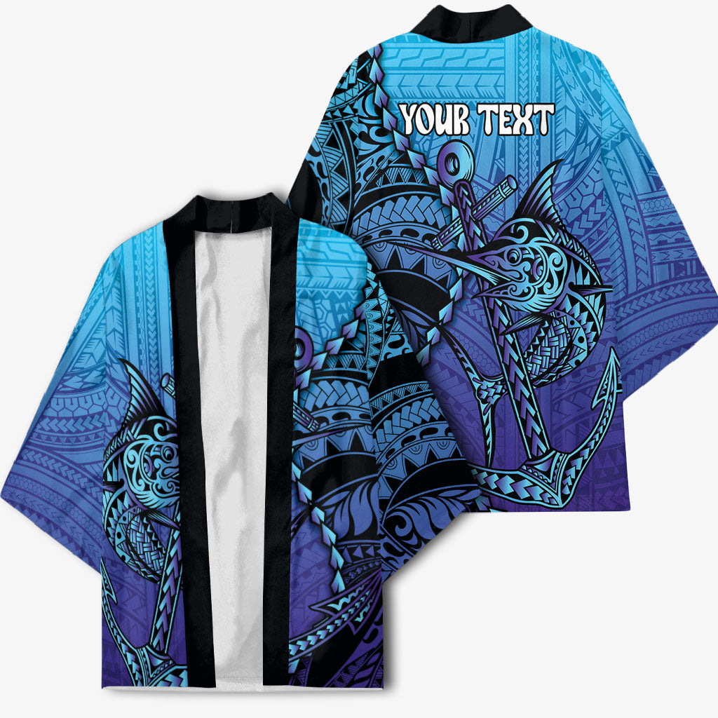 Personalised Polynesia Blue Marlin Fishing Kimono Marlin Anchor Tattoo Polynesian Pattern LT14 - Polynesian Pride