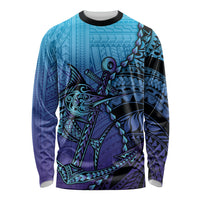 Personalised Polynesia Blue Marlin Fishing Long Sleeve Shirt Marlin Anchor Tattoo Polynesian Pattern LT14 Unisex Purple - Polynesian Pride