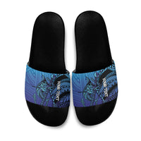 Personalised Polynesia Blue Marlin Fishing Slide Sandals Marlin Anchor Tattoo Polynesian Pattern LT14 Purple - Polynesian Pride