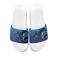 Personalised Polynesia Blue Marlin Fishing Slide Sandals Marlin Anchor Tattoo Polynesian Pattern LT14 Purple - Polynesian Pride
