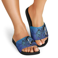 Personalised Polynesia Blue Marlin Fishing Slide Sandals Marlin Anchor Tattoo Polynesian Pattern LT14 - Polynesian Pride