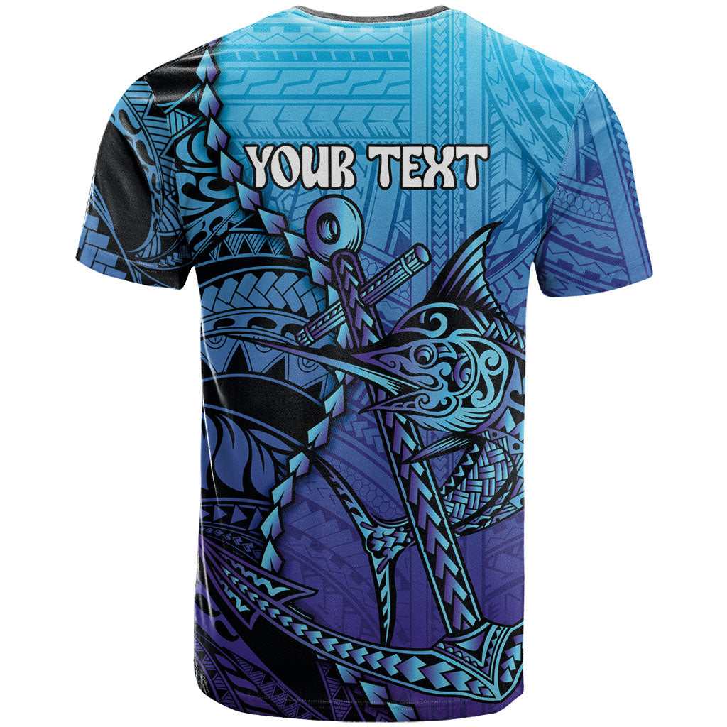Personalised Polynesia Blue Marlin Fishing T Shirt Marlin Anchor Tattoo Polynesian Pattern LT14 - Polynesian Pride