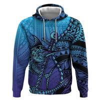 Personalised Polynesia Blue Marlin Fishing Zip Hoodie Marlin Anchor Tattoo Polynesian Pattern LT14 Pullover Hoodie Purple - Polynesian Pride