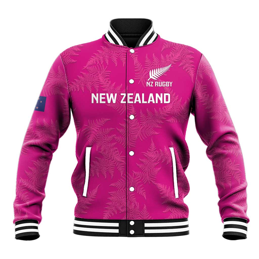 Custom New Zealand Silver Fern Rugby Baseball Jacket Go Aotearoa - Pink Version LT14 Unisex Pink - Polynesian Pride