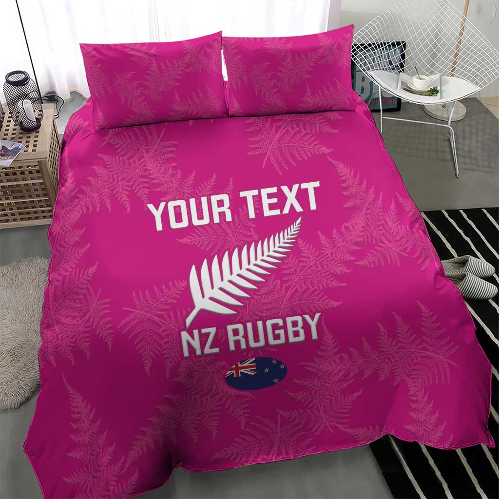 Custom New Zealand Silver Fern Rugby Bedding Set Go Aotearoa - Pink Version LT14 - Polynesian Pride