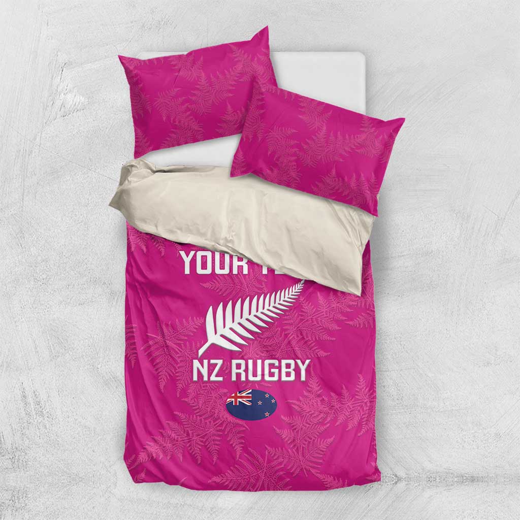 Custom New Zealand Silver Fern Rugby Bedding Set Go Aotearoa - Pink Version LT14 US Twin 172cm x 218cm Pink - Polynesian Pride