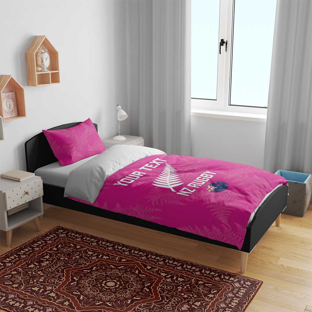 Custom New Zealand Silver Fern Rugby Bedding Set Go Aotearoa - Pink Version LT14 - Polynesian Pride