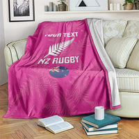 Custom New Zealand Silver Fern Rugby Blanket Go Aotearoa - Pink Version LT14 Pink - Polynesian Pride