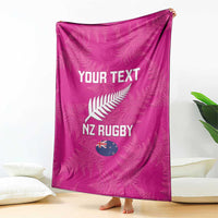 Custom New Zealand Silver Fern Rugby Blanket Go Aotearoa - Pink Version LT14 - Polynesian Pride