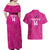 Custom New Zealand Silver Fern Rugby Couples Matching Off Shoulder Maxi Dress and Hawaiian Shirt Go Aotearoa - Pink Version