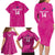 Custom New Zealand Silver Fern Rugby Family Matching Long Sleeve Bodycon Dress and Hawaiian Shirt Go Aotearoa - Pink Version