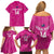 Custom New Zealand Silver Fern Rugby Family Matching Off Shoulder Short Dress and Hawaiian Shirt Go Aotearoa - Pink Version