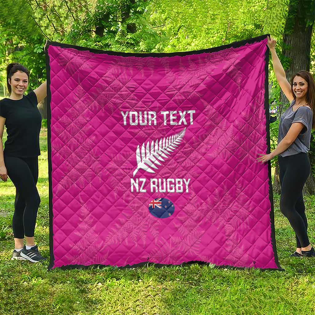 Custom New Zealand Silver Fern Rugby Quilt Go Aotearoa - Pink Version LT14 - Polynesian Pride