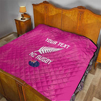 Custom New Zealand Silver Fern Rugby Quilt Go Aotearoa - Pink Version LT14 - Polynesian Pride