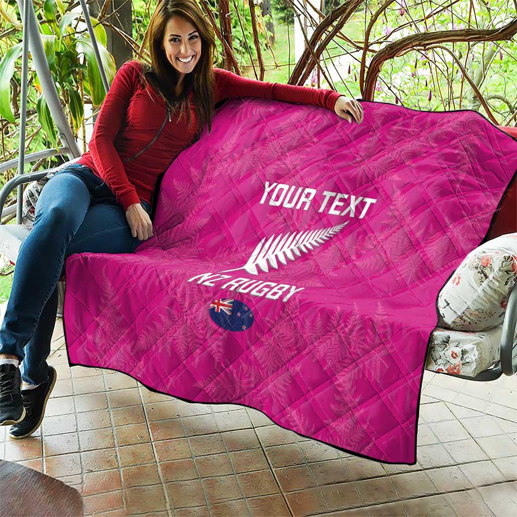 Custom New Zealand Silver Fern Rugby Quilt Go Aotearoa - Pink Version LT14 - Polynesian Pride