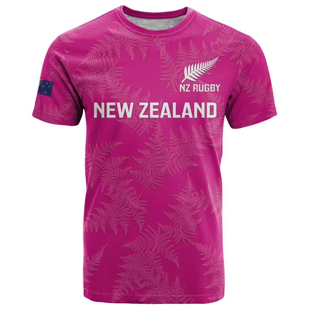 Custom New Zealand Silver Fern Rugby T Shirt Go Aotearoa - Pink Version LT14 Pink - Polynesian Pride