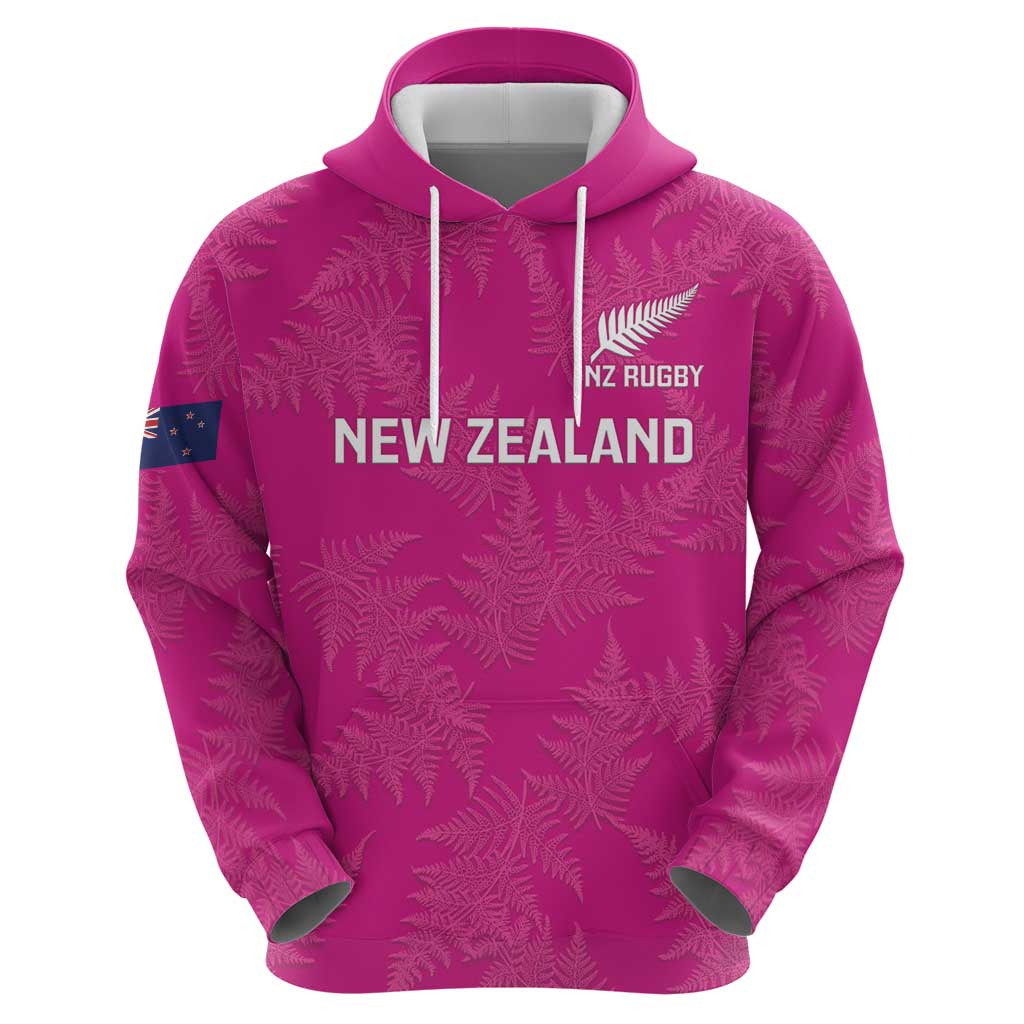 Custom New Zealand Silver Fern Rugby Zip Hoodie Go Aotearoa - Pink Version LT14 - Polynesian Pride