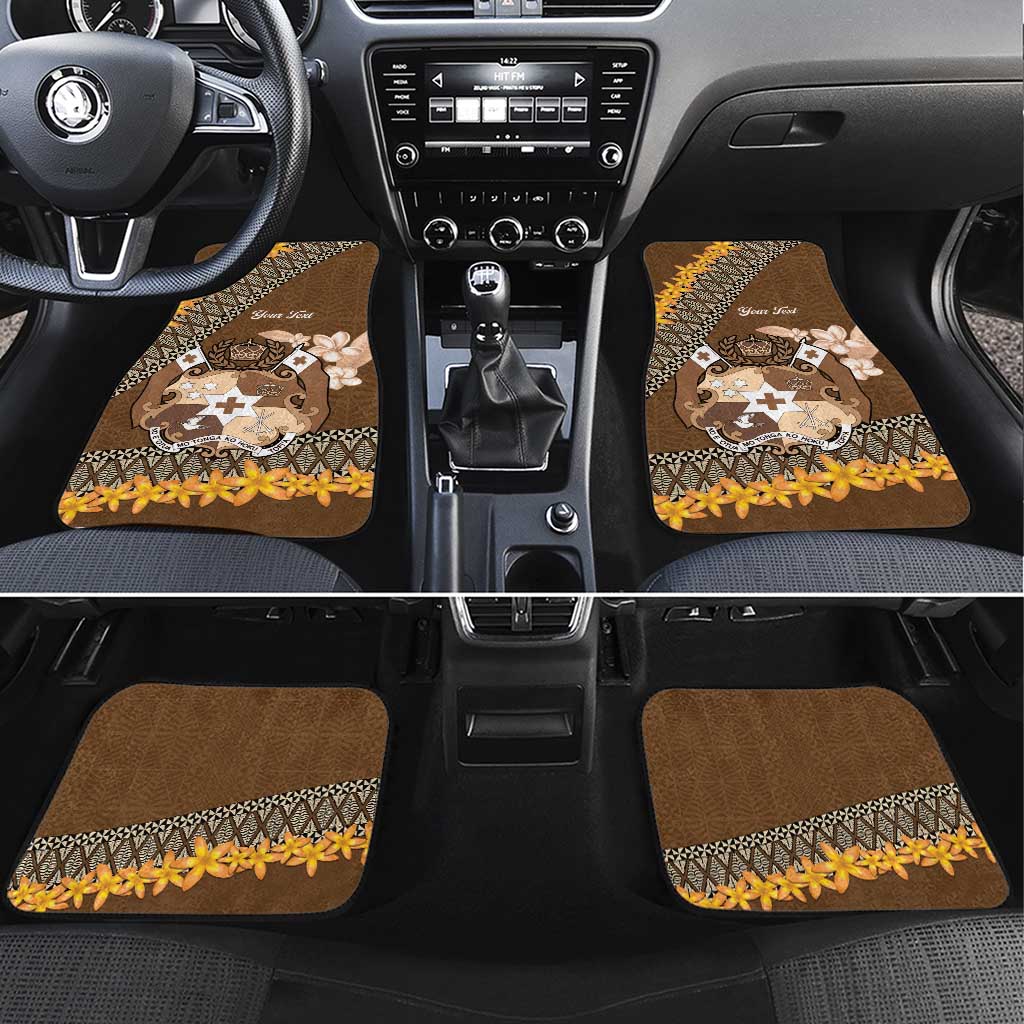Personalised Tonga Language Week Car Mats Malo e Lelei Tongan Ngatu Pattern - Brown LT14 Set 4pcs Brown - Polynesian Pride