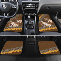 Personalised Tonga Language Week Car Mats Malo e Lelei Tongan Ngatu Pattern - Brown LT14 Set 4pcs Brown - Polynesian Pride