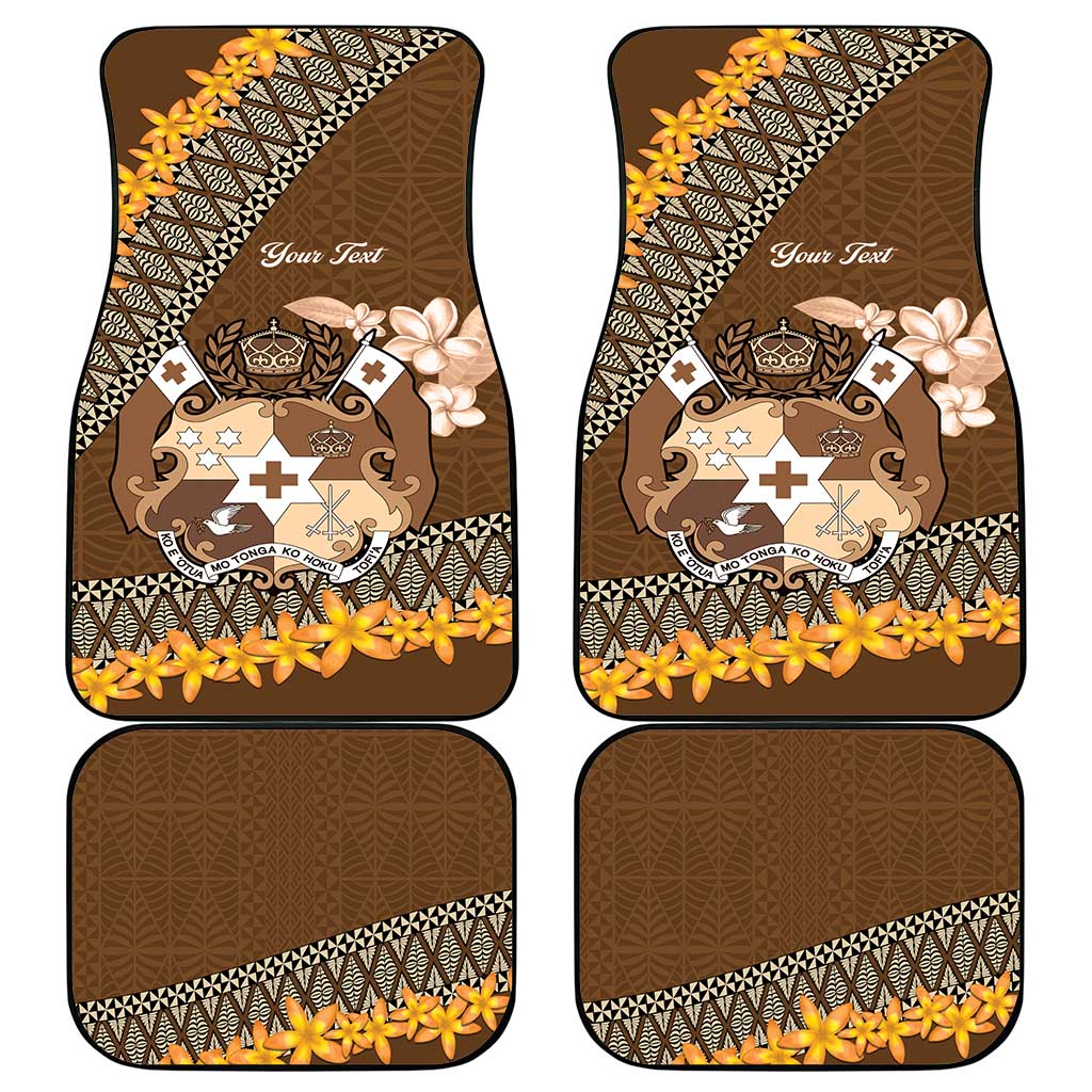 Personalised Tonga Language Week Car Mats Malo e Lelei Tongan Ngatu Pattern - Brown LT14 - Polynesian Pride