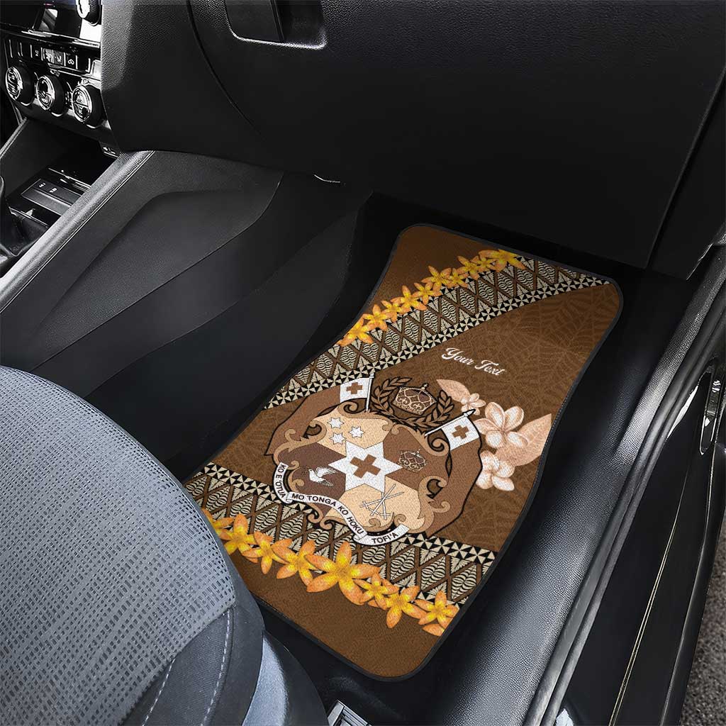 Personalised Tonga Language Week Car Mats Malo e Lelei Tongan Ngatu Pattern - Brown LT14 - Polynesian Pride
