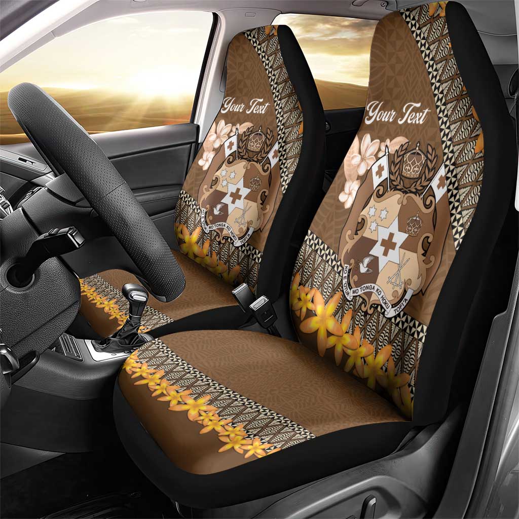 Personalised Tonga Language Week Car Seat Cover Malo e Lelei Tongan Ngatu Pattern - Brown LT14 - Polynesian Pride