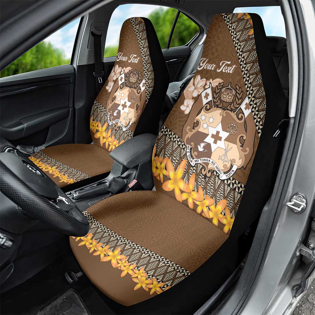 Personalised Tonga Language Week Car Seat Cover Malo e Lelei Tongan Ngatu Pattern - Brown LT14 - Polynesian Pride