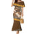 Personalised Tonga Language Week Mermaid Dress Malo e Lelei Tongan Ngatu Pattern - Brown