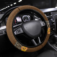Tonga Language Week Steering Wheel Cover Malo e Lelei Tongan Ngatu Pattern - Brown LT14 Universal Fit Brown - Polynesian Pride